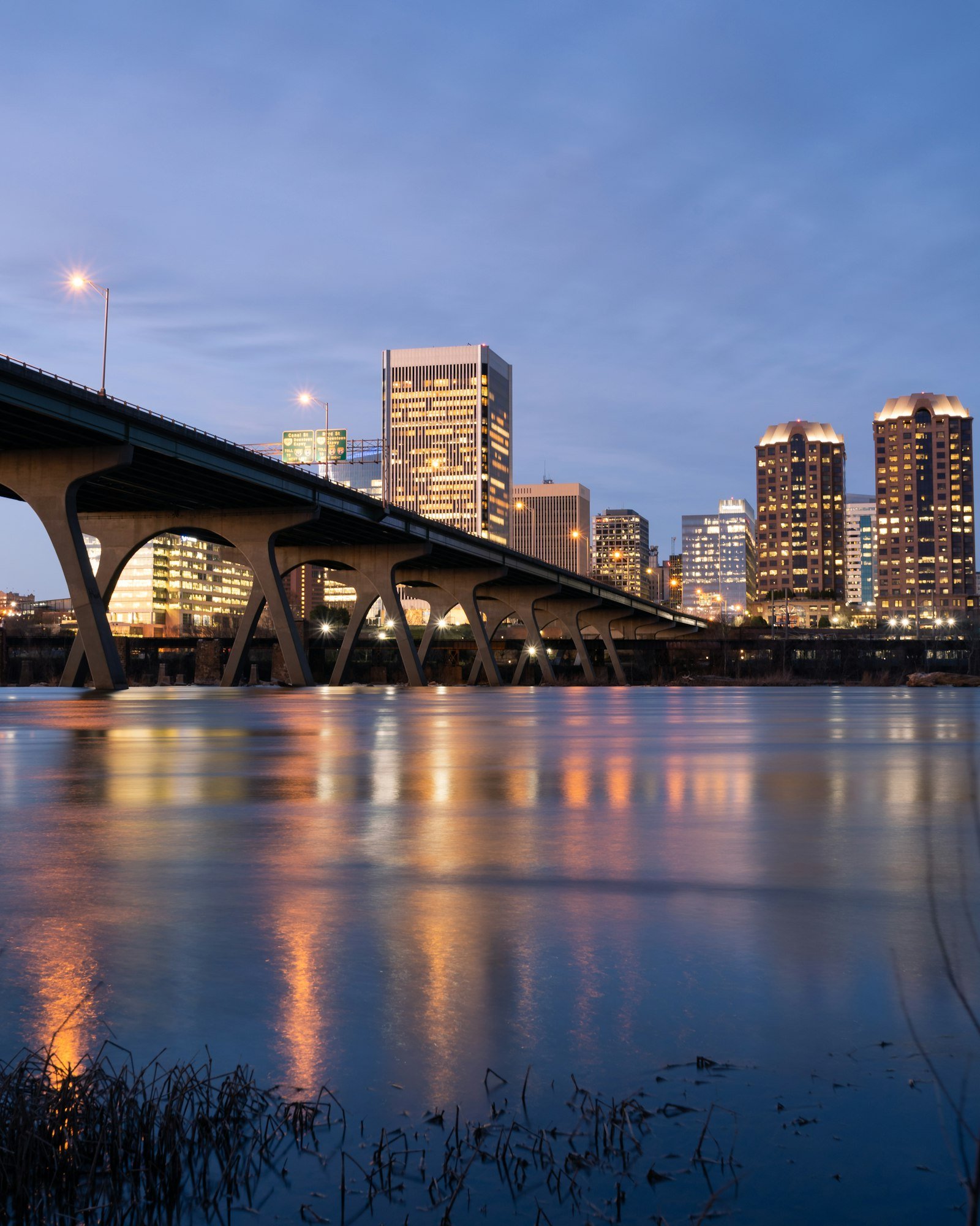 Downtown Richmond, Virginia skyline along the James River