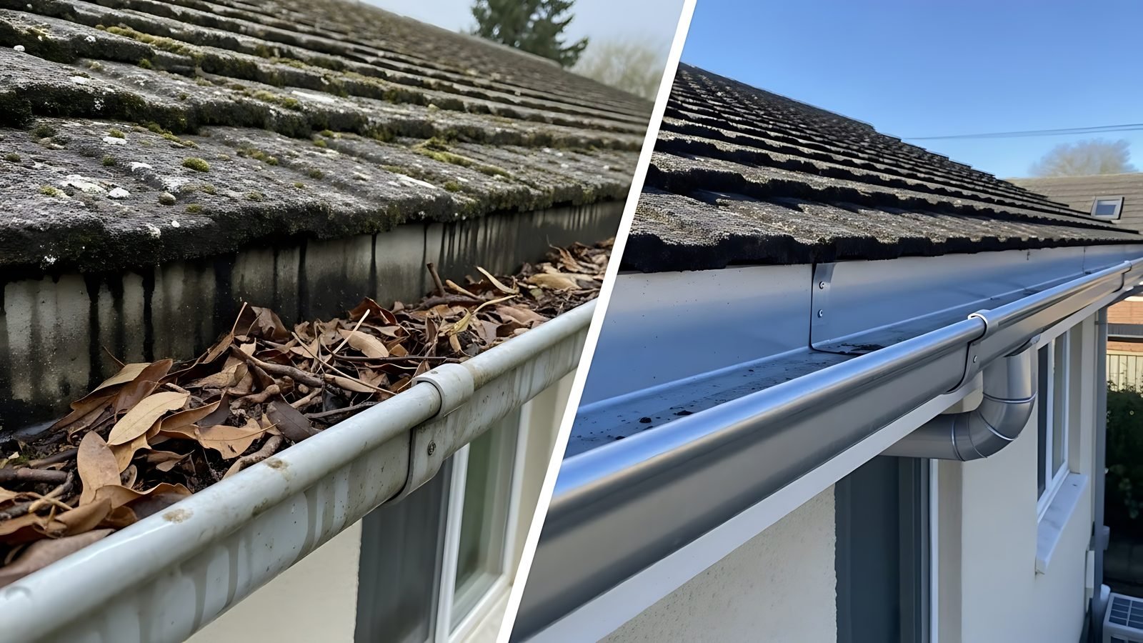 Clean, free-flowing gutters after a professional cleaning